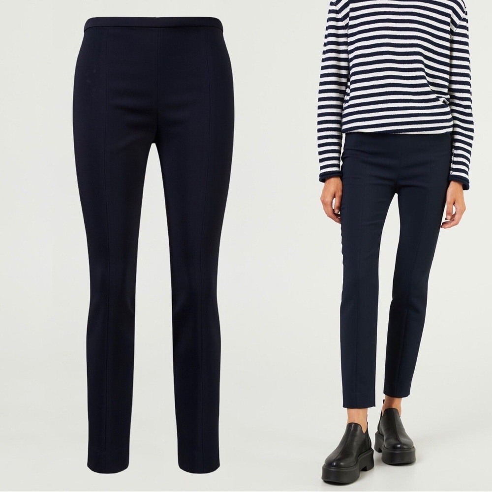 NWT $850 THE ROW Sotto Skinny Cropped Pants in Navy Blue Cady Size 10